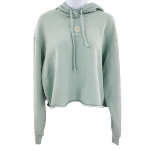 Hollister Cropped Sunflower Y2K Long Sleeve Hoodie Sweatshirt Pullover Small